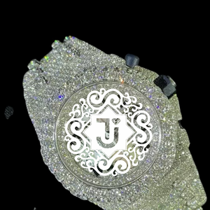 Reloj de pulsera de lujo para hombre con diamantes de moissanita VVS, cuarzo, esfera blanca completa y analógica plateada. - Product Image 1