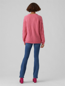 Pink Wool/Viscose <b>Cable</b> <b>Knit</b> <b>Sweater</b> O Neck Long Sleeve Pullover Solid Winter Men Knitted Casual Wear - Product Image 1
