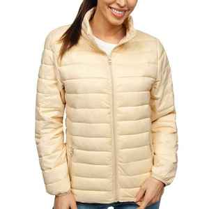 Chaqueta Acolchada para Mujer, Cierre Completo, Cuello Alto, Color Sólido, Ligera, para Invierno, Largo Regular, Relleno de Poliéster, Aislante - Product Image 4