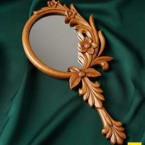 Espejo de mano de madera hecho a mano, espejo clásico de belleza y maquillaje con mango de madera para barbería y equipo de salón. - Product Image 1