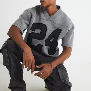 Camisetas de cuello en V extragrandes con logotipo personalizado, camisetas de jersey para hombre, camiseta de cuello en V de lujo premium para hombre - Product Image 3