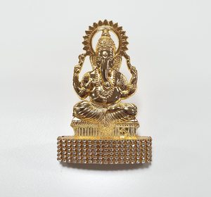 Grande statue de dieu en laiton |   Artisanat métallique moderne fait main, décoration artistique durable pour temple domestique, représentant le dieu hindou de la chance - Product Image 5