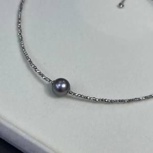 Collar de Perlas Negras de Tahití Naturales, Cadena de Plata S925, Estilo Moderno, Combinado con Collares de Cuentas Finas - Product Image 2