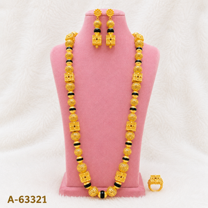 Ensemble de collier long plaqué or pour femmes, bijoux de mariage indiens A-63327 - Product Image 6