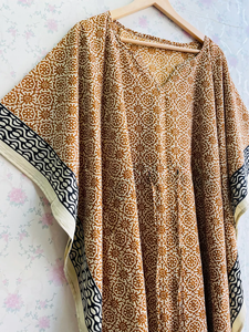 Kaftan de algodón para mujer, vestido largo Floral con estampado de bloques, vestido de maternidad para verano, invierno, Otoño, temporada primavera, tela de gasa - Product Image 5