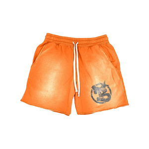 Shorts femme en coton molletonné 300 GSM, délavage acide, bleu clair, tissu doux, taille élastique, impression sérigraphique, logo personnalisé. - Product Image 3
