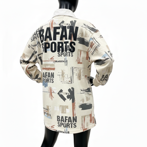 T-shirt de rugby pour femme en coton épais, jersey doux, imprimé abstrait crème, décontracté, avec logo personnalisé, tendance - Product Image 5