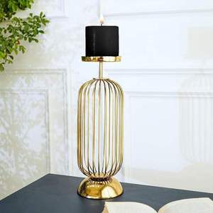Support de bougie élégant et luxueux en métal doré vintage, décor de mariage et de maison, pot à bougie unique et écologique pour table - Product Image 4