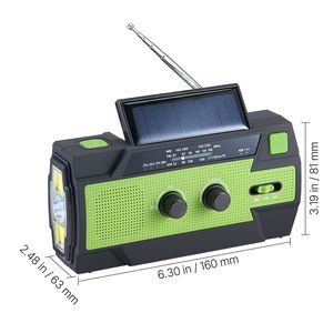 Radio meteorologica di emergenza solare a manovella da 4000 mAh con allarme FM/AM/WB/NOAA, cavo di ricarica USB e allarme SOS, caricabatterie per auto incluso - Product Image 6