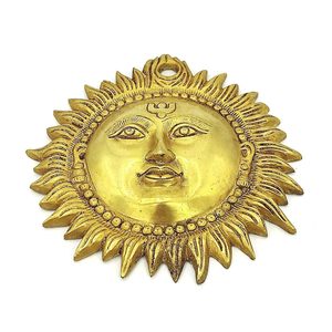 Escultura de Latón del Rostro del Dios Sol Surya, Ídolo Murti para Decoración del Hogar u Oficina - Product Image 4