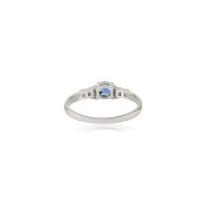 Anillo Apilable de Oro Blanco Puro de 14K con Zafiro Azul Natural y Diamantes, Diseño Único, Buen Precio, Joyería Clásica para Uso Diario - Product Image 6