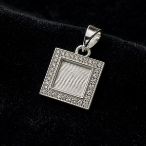925 Sterling <b>Silver</b> Square 10x10mm Blank Bezel Pendant with Zircon DIY Resin Ashes Memorial Pendant Keepsake <b>Jewelry</b> <b>Making</b> - Product Image 2