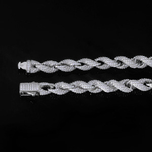 925 <b>Silver</b> Iced Out Link <b>Chain</b> Necklace Lab-Grown Certified Diamond Cuban Style Luxury Hip Hop Jewelry for <b>Men</b> Women - Product Image 6