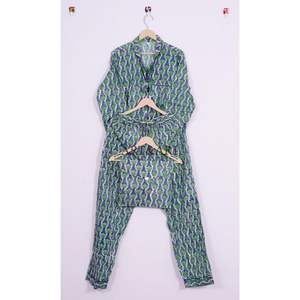 Ensemble de pyjama pour femmes, imprimé à la main avec des motifs floraux, en coton, décontracté, manches longues, vêtements de nuit, robe de nuit confortable pour mariée - Product Image 5