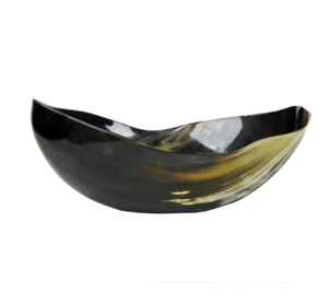 Bol de service artisanal en corne, best-seller, écologique, design moderne et minimaliste, tons bruns, poli, léger (0,4 kg) - Product Image 6