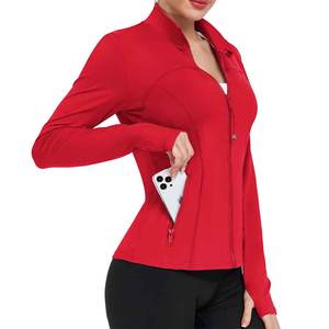 Chaqueta deportiva con cremallera frontal para mujer, cuello alto, tela suave al tacto, transpirable. - Product Image 2