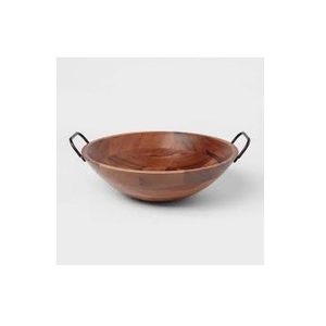 Tazón de Madera Hecho a Mano con Incrustaciones de Esmalte Azul, Tazón de Madera de Mango Natural para Ensaladas, Tazón Decorativo para Frutas para el Hogar o Restaurante - Product Image 6
