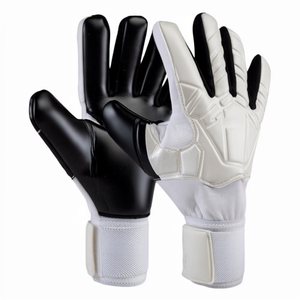 Gants de gardien de but WARPRO INDUSTRY en latex, respirants, antidérapants, à doigts entiers, fermeture à enfiler, pour hommes, blanc et noir - Product Image 1