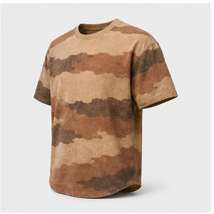 T-shirt à manches courtes et col rond pour homme, imprimé camouflage personnalisé en sable, terre cuite et ombre de dune, MTS-CAMO-0024 - Product Image 5