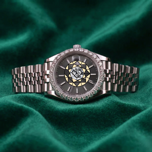Reloj de Lujo para Hombre Estilo Hip Hop Americano con Incrustaciones de Diamantes, Brazalete Jubilee, Bisel de Diamantes, Reloj de Moissanita, Acero Inoxidable - Product Image 1