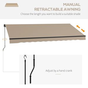 Tenda Parasole Retrattile Beige 4m x 3m, Resistente ai Raggi UV 280gsm, per Terrazze, Balconi e Giardini, Proiezione Massima 5m, 3m di Profondità - Product Image 4