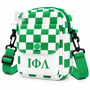 Custom Iota Phi Lambda Sorority Crossbody <b>Bag</b> with Embroidered Logo Front <b>green</b> White button Closure Casual Daily use for Female - Product Image 2