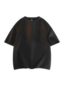 Camiseta de hombre de nuevo estilo y moderna, de algodón grueso, oversize, con paneles y lavado ácido, con costuras en contraste, estilo Hip Hop, al por mayor - Product Image 3