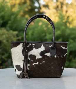 Bolso tote de cuero vacuno con pelo, hecho a mano, para mujer, estilo western, bolso de hombro, gran capacidad, LHTB-0058 - Product Image 1