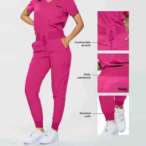 Custom Logo Beauty Salon <b>Scrub</b> Suit for Women Short-Sleeve Split Work <b>Clothes</b> with High Logo Print - Product Image 4