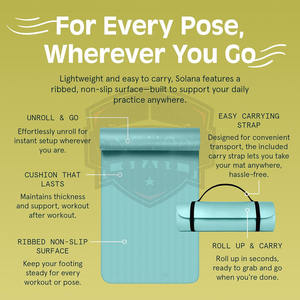 Esterilla de Yoga Plegable de PVC de Alta Calidad - Esterilla de Ejercicio Ligera y Portátil con Correa de Transporte para Viajes y Uso en el Gimnasio en Casa - Product Image 5