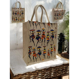 Sac fourre-tout rectangulaire en jute imprimé – Impression artisanale écologique avec couleurs respectueuses de l'environnement, durable et léger pour la retraite et Diwali - Product Image 1