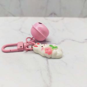 Adorable Llavero con Colgante de Conejito y Flor en Rosa Pastel, Hecho de Resina Plástica, Tendencia de Moda para Niñas y Mujeres, Uso Diario - Product Image 3