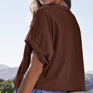 T-shirt basique pour femme, coupe ajustée, 210 g/m², coton, manches courtes, été, impression numérique personnalisée, 65 % coton, 35 % polyester, chemises courtes pour femme - Product Image 3