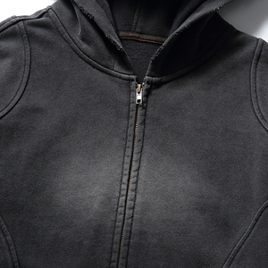 Sudadera con capucha de algodón 100% de gran gramaje con logo personalizado, teñido por inmersión, estilo vintage Y2K, con efecto degradado y lavado ácido, para hombre, con bolsillo. - Product Image 4