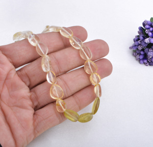 Collar de Citrino Natural Liso de 10 Pulgadas | Cuentas de Citrino Natural Pulido para Joyería Fina y Piedras Preciosas - Product Image 4