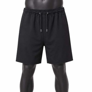 <b>Black</b> Solid Casual Drawstring Waist Shorts for Men's Cotton Breathable Fabric Gym Running Shorts Cheap Price for Sale - Product Image 1
