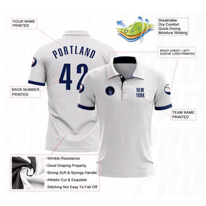 เสื้อโปโลกอล์ฟสีขาวกรมท่าแบบกำหนดเอง ระบายอากาศได้ดี ซับเหงื่อ แห้งเร็ว ชุดกอล์ฟสำหรับนักกีฬา พร้อมโลโก้ส่วนตัว - Product Image 4