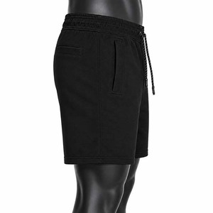Men's <b>Black</b> Cotton Shorts Drawstring <b>Waist</b> Pockets Casual Solid Color Breathable Mid Rise Plain Dyed Style Shorts - Product Image 4