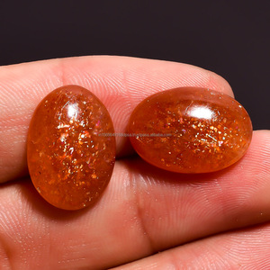 Cristal de guérison semi-précieux naturel Orange scintillement Sunstone cabines lisse poli forme ovale pierre précieuse en vrac pour la fabrication de bijoux - Product Image 1