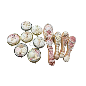 Handcrafted Seashell Handheld Mirror Natural Shell Cosmetic Vanity Mirror Wedding Favor Beach Souvenir Supplier - Product Image 4