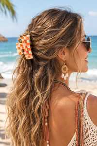 Handmade Beaded <b>Hair</b> Claw Clip Tiger Print Yellow Black <b>White</b> Fashion <b>Hair</b> <b>Accessory</b> Daily Use Seed Beads <b>Hair</b> Clutch Multicolor - Product Image 4
