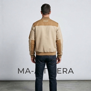 Chaqueta bomber beige marrón para hombre, ropa de calle, chaquetas de invierno para hombre, chaqueta al por mayor para hombre, chaqueta informal de moda. - Product Image 2