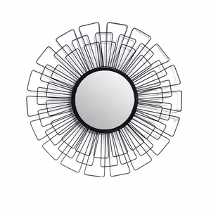 Espejo moderno de pared Sunburst de hierro con marco geométrico elegante espejo decorativo redondo para decoración de sala de estar y dormitorio - Product Image 1