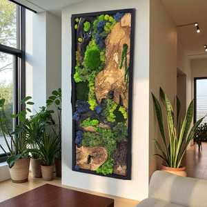 Tapiz de madera esmeralda, arte de pared, panel de naturaleza con contorno de musgo y bosque invernal, escultura de pared con efecto mirasur de madera y musgo, Bosque - Product Image 1