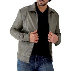 Chaqueta de cuero PU suave de alta calidad para hombre, con cuello vuelto, ropa de abrigo de invierno, moda urbana informal, cómoda para el día a día - Product Image 1