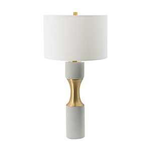 Lampada da tavolo in cemento 15x15x30 pollici con dettagli in metallo - Product Image 2
