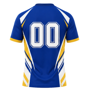 Maillot de volley-ball sublimé bleu roi et jaune à manches courtes – Tenue de sport pour équipe, entraînement et compétition - Product Image 2