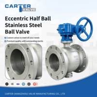 Katup Setengah Bola Eksentrik Baja Tahan Karat CF8 CF8M Flanged Worm Gear Full Bore Metal Seated Slurry Wastewater Zero Leakage ANSI