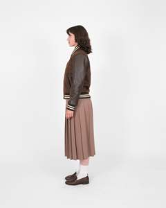 Blouson Bomber Tendance Personnalisé pour Femme en Laine et Cuir – Corps en Laine Premium, Manches en Cuir, Poignets Côtelés et Boutons Pression – Style Mode - Product Image 2