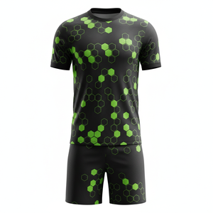 ชุดฟุตบอลยูนิเซ็กซ์พร้อมกางเกงขาสั้น ผ้ารักษ์โลก ชุดสองชิ้น ชุดกีฬาฝึกซ้อมฟุตบอลแบบยั่งยืน รับผลิตแบบ OEM - Product Image 1